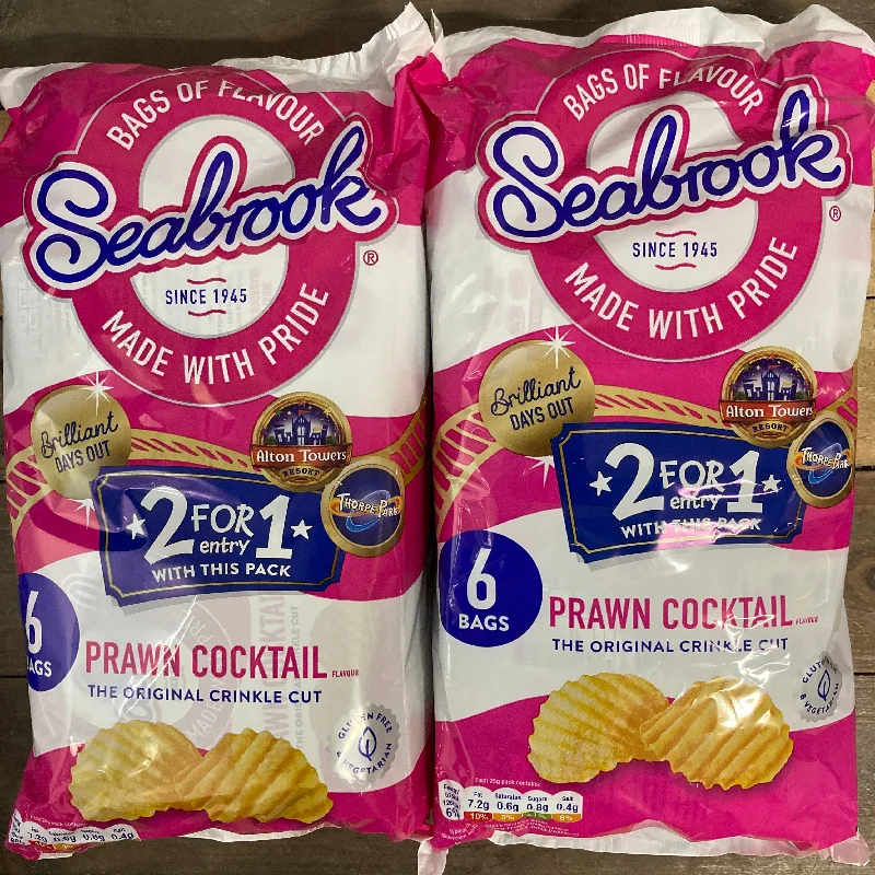---12x Seabrook Crinkle Cut Prawn Cocktail Crisps (2 Packs of 6x25g)