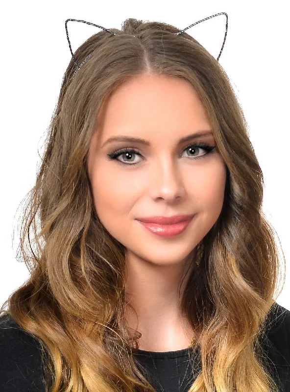 - Pet tear stain cleaning wipesWire Cat Ears Wrapped in Black and Silver Ribbon Headband