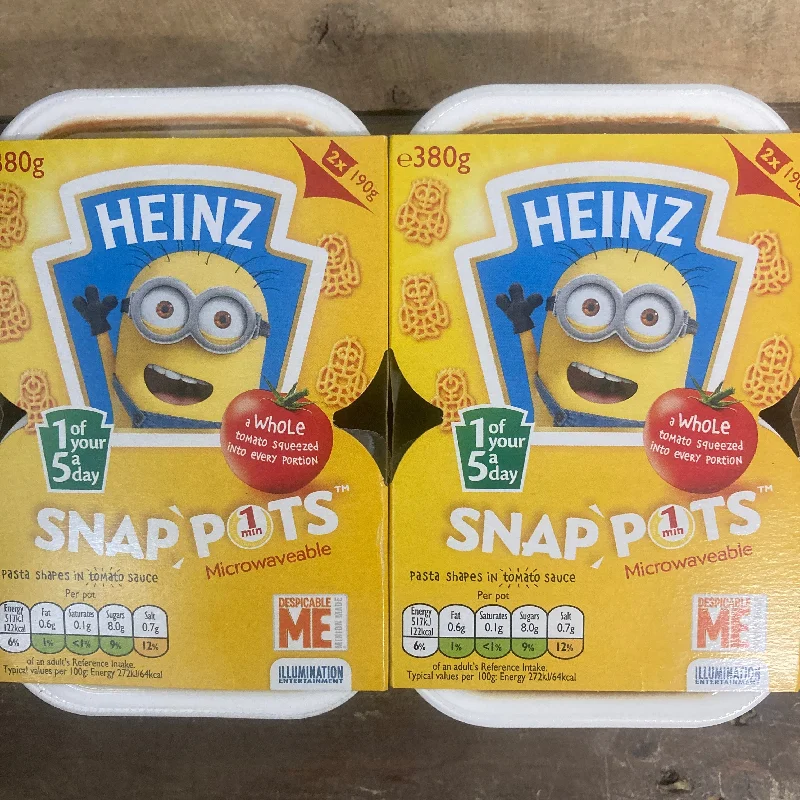 - Teething and chewing toys for puppies4x Heinz Minions Pasta Shapes in Tomato Sauce Snap Pots (2 Packs of 2x190g) - Teething and chewing toys for puppies4x Heinz Minions Pasta Shapes in Tomato Sauce Snap Pots (2 Packs of 2x190g)