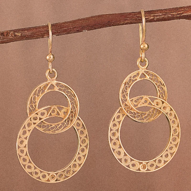 - Solid wood cat climbing frame customizedLooped in Gold Gold-Plated Sterling Silver Filigree Circles Dangle Earrings