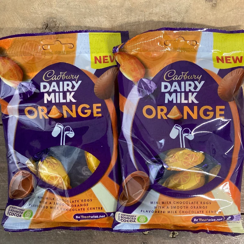 ---4x Cadbury Dairy Milk Orange Mini Chocolate Eggs Bags (4x72g)