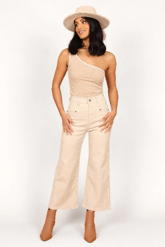 - Parrot climbing and standing wooden frameGeorgette High Waisted Straight Leg Pants - Beige