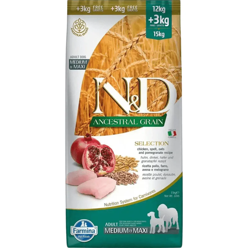 - Pet stroller can be taken on the plane*(Best By 2025-04-24)* Dry Dog Food - N & D - ANCESTRAL GRAIN - SELECTION Chicken & Pomegranate - Adult Medium & Maxi - 33 lb - Pet stroller can be taken on the plane*(Best By 2025-04-24)* Dry Dog Food - N & D - ANCESTRAL GRAIN - SELECTION Chicken & Pomegranate - Adult Medium & Maxi - 33 lb