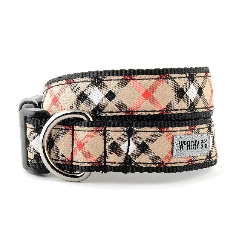  . **Dog raincoat is waterproof and windproof**Bias Plaid Dog Collar Tan