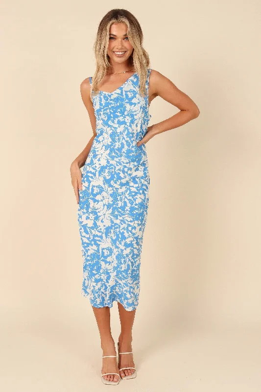 - Pregnant cat delivery room warming boxElias Midi Dress - Blue Floral