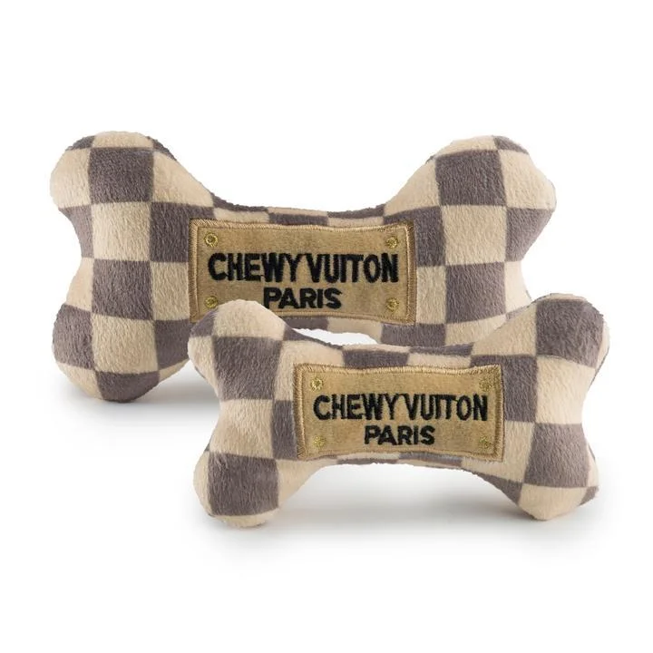  -Bite-resistant dog toy recommendationsChecker Chewy Vuiton Bone Dog Toy