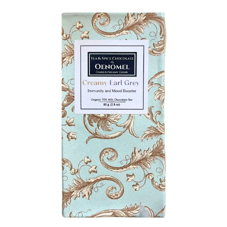---Oenomel Creamy Earl Grey 70% Milk Chocolate Bar - 80g