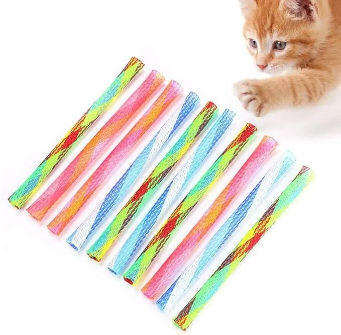 - Rabbit grass rack to prevent waste food boxKUTKUT 10Pcs Cat Spring Tube Toy, Freely Folding Spring Shape Multi Color Cat Bouncing Toy, 5.1inch Nylon Mesh Telescopic Folding Plastic Cat Spring Toy, Stylish Multi-Colored Cat Chew Toy