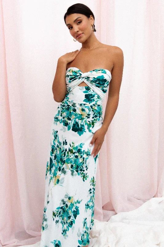 - Pet monitor with cameraTeagan Strapless Midi Dress - Green Floral