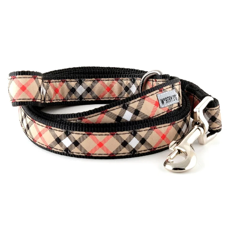  . **Dog shoes are anti-slip and wear-resistant**Bias Plaid Dog Leash Tan