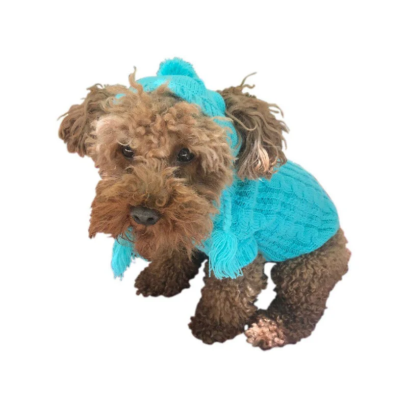 Pet night clothes with LED lightsScottish Cable Knit Dog Hat Light Turquoise