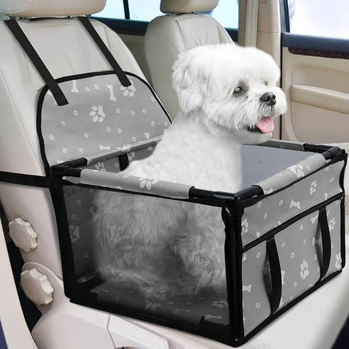- Car dog seat beltKUTKUT Small Dog Cats Car Seat Foldable Dog Car Booster Seat Upgrade Puppy Pet Seat Waterproof Breathable Oxford Travel Bag with 12PVC Tubes for Small Dogs, Cats, Puppies Paws-Pattern (Grey)…