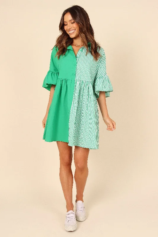- Winter warm clothes for short-haired dogsDidi Frill Mini Dress - Green Stripe