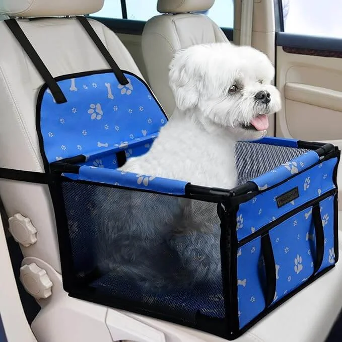 - Postoperative pet anti-licking Elizabethan collarKUTKUT Small Dog Cat Car Seat Foldable Dog Car Booster Seat Upgrade Puppy Pet Seat Waterproof Breathable Oxford Travel Bag with 12PVC Tubes for Small Dogs, Cats, Puppies Paws-Pattern (Blue)…