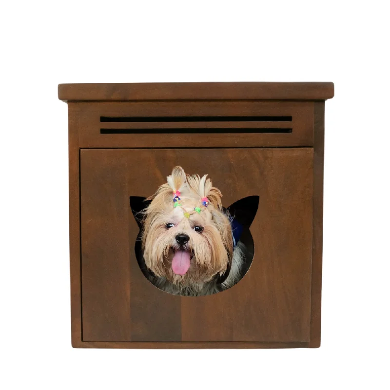 - Degradable pet feces bagFurryLiving Meraki Cabinet with Cushion for Small Dogs and Cats (Dark Brown/ Red Cushion)