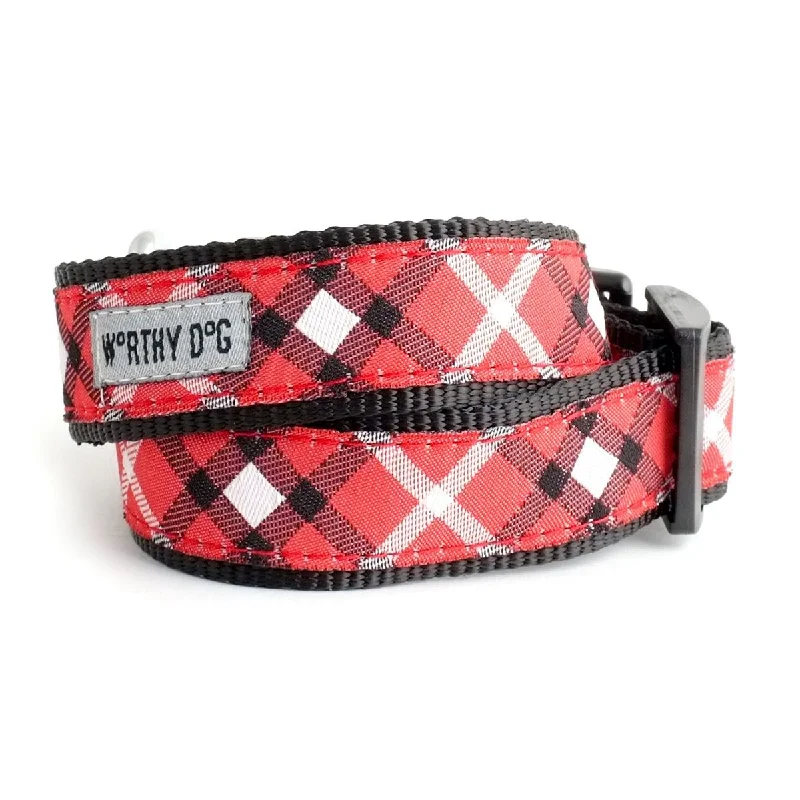  . **Dog muzzle is breathable**Bias Plaid Dog Collar Red