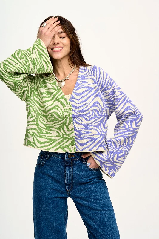 Robyn - V-Neck Cotton Cardigan in Zendaya Print