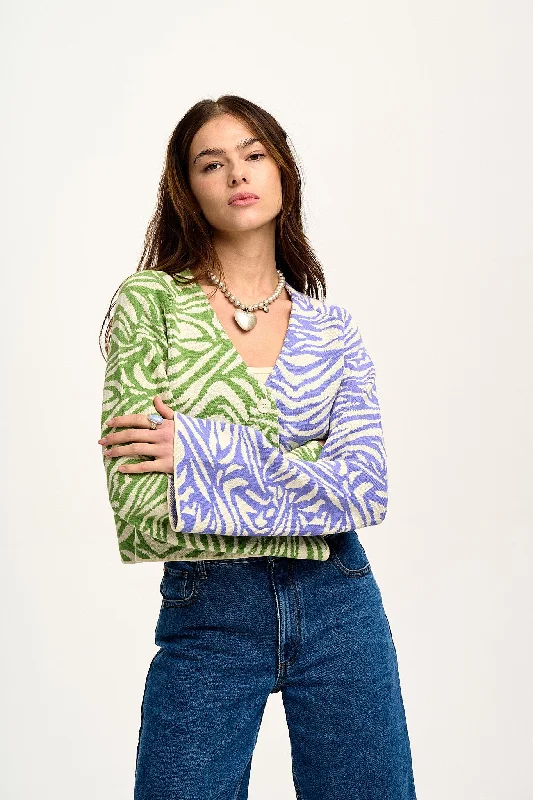 Robyn - V-Neck Cotton Cardigan in Zendaya Print