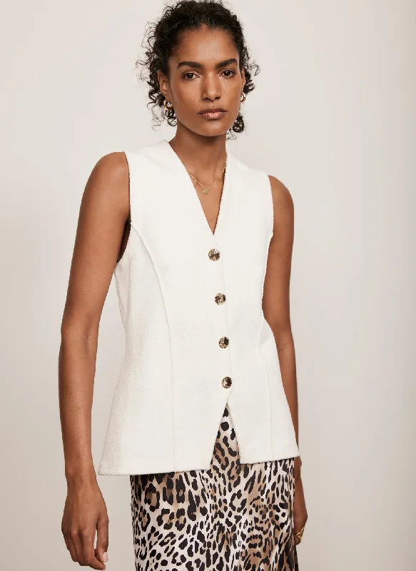 White Longline Knit Waistcoat