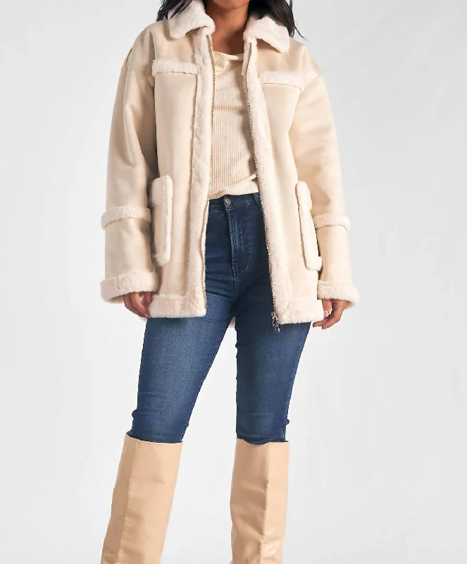 Sherpa Coat In Off White