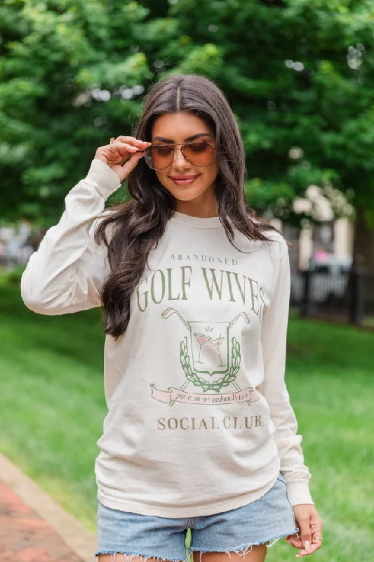 Golf Wives Social Club Ivory Long Sleeve Comfort Colors Graphic Tee