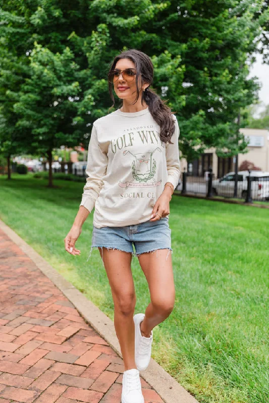 Golf Wives Social Club Ivory Long Sleeve Comfort Colors Graphic Tee