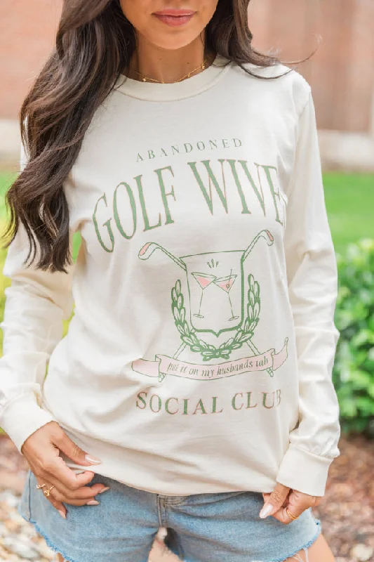 Golf Wives Social Club Ivory Long Sleeve Comfort Colors Graphic Tee