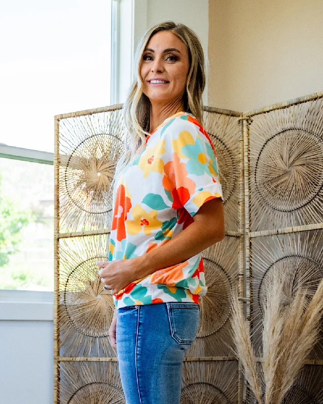 Julie Daisy Top - Coral & Mint