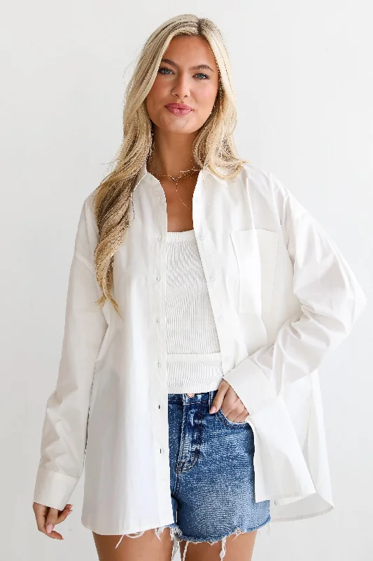 FINAL SALE - Serena White Button-Up Blouse - DU DEAL