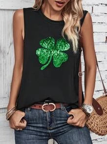 Women's Tank Top Sequin Emery Rose Clover Print