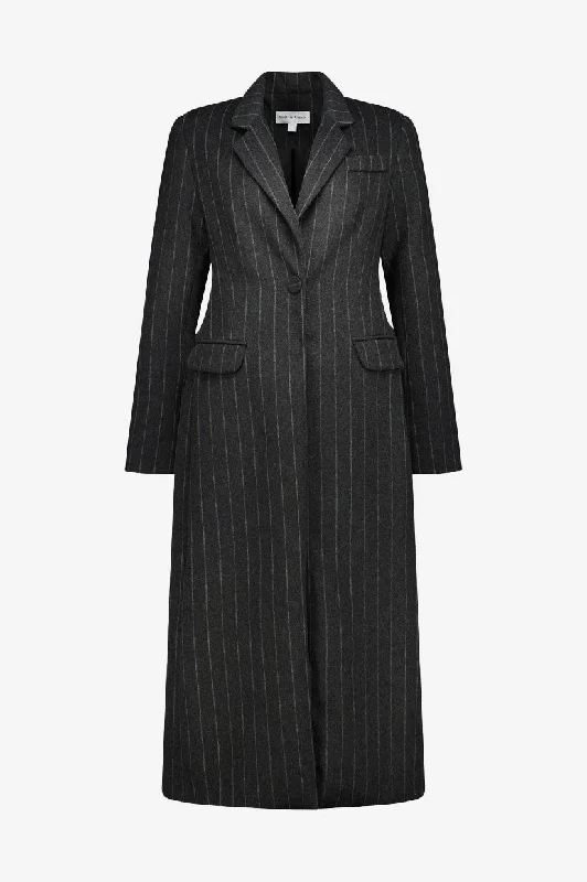 Caitlin Crisp Vice Coat - Charcoal Stripe