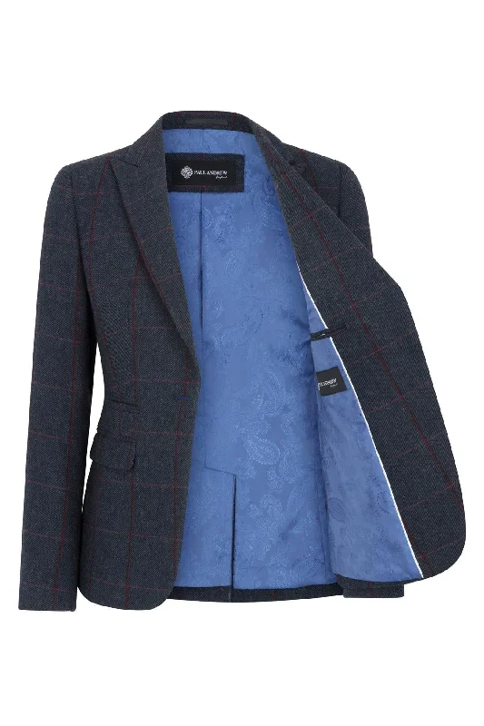 Women's Blazer Tweed Herringbone Checkered Tailored Fit Jacket