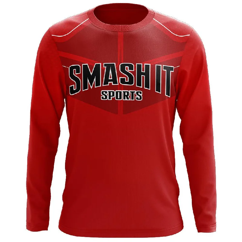 Smash It Sports Long Sleeve Shirt - Smash Logo (Red/Black)